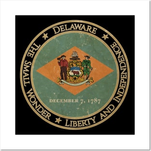 Vintage Delaware USA United States of America American State Flag Posters and Art